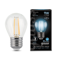 Лампа Gauss LED Fil Шар E27 9W 4100K