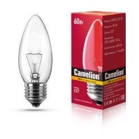 Лампа свеча Camelion 60/B/CL/E27 (проз)